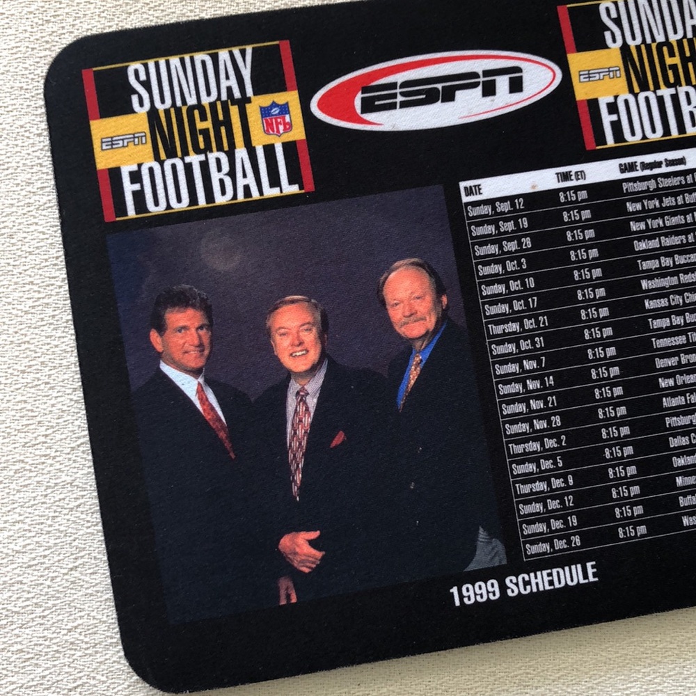 NWOT Sunday Night Football Official vintage ESPN logo 1999 mouse pad
